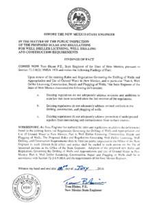 PROPOSED RULES AND REGULATIONS FOR WELL DRILLER LICENSING, WELL DRILLING AND CONSTRUCTION REQUIREMENTSISSUING AGENCY: Office of the State EngineerNMAC - N, 4.2