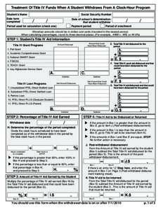 Treatment Of Title IV Funds When A Student Withdraws From A Clock-Hour Program Student’s Name Social Security Number  Date form