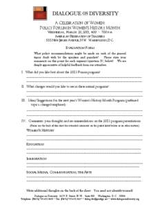 A CELEBRATION OF WOMEN: POLICY FORUM IN WOMEN’S HISTORY MONTH WEDNESDAY, MARCH 20, 2013, 4:[removed]:00 P.M. AMERICAN FEDERATION OF TEACHERS 555 NEW JERSEY AVENUE, N.W. WASHINGTON, D.C.