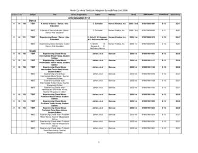 North Carolina Textbook Adoption School Price List 2006 Textbook Code Subject  Title