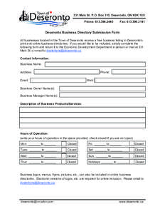 Business Directory Submission Form