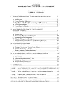 MONITORING AND ADAPTIVE MANAGEMENT DECISIONS