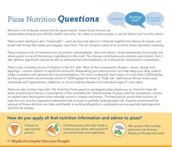 Pizza Nutrition Questions  Calories? Portion size?