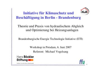 Optimieren v. Heizungsanlagen durch hydr. Abgleich