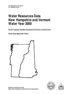 U.S. Department of the Interior U.S. Geological Survey Water Resources Data New Hampshire and Vermont Water Year 2000