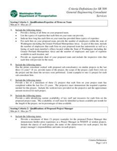 2014 Criteria Definitions for SR 509 GEC