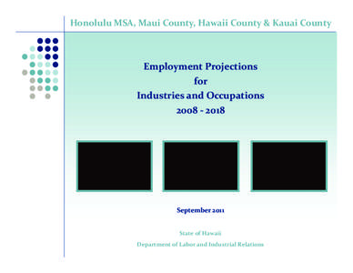Honolulu MSA, Maui County, Hawaii County & Kauai County   Employment Projections  for  Industries and Occupations  2008 ‐ 2018 
