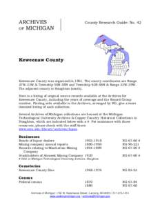 ARCHIVES OF MICHIGAN County Research Guide: No. 42  Keweenaw County