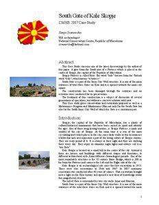 South Gate of Kale Skopje CMHB 2007 Case Study Sanja Ivanovska