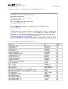 Alphabetical Company List of Approved Low Sulfur Diesel Test Facilities (October 2013)