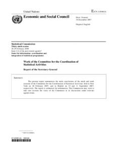 Eurostat / World Tourism Organization / United Nations Economic Commission for Europe / PARIS21 / United Nations Statistics Division / International Labour Organization / Food and Agriculture Organization / System of Integrated Environmental and Economic Accounting / Official statistics / United Nations / United Nations Development Group / United Nations Department of Economic and Social Affairs