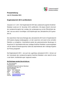Landesrechnungshof Nordrhein-Westfalen Pressemeldung vom 24. November 2015