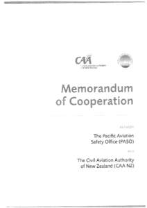Memorandum of Cooperation between the Pacific Aviation Safety Office (PASO) and The Civil Aviation Authority of New Zealand (CAANZ)