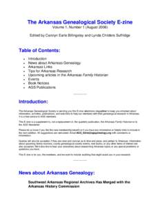 The Arkansas Genealogical Society E-zine
