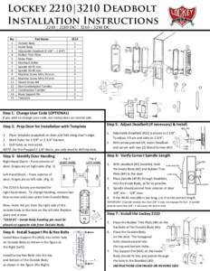 Lockey 2210|3210 Deadbolt Installation Instructions 2210 | 2210 DC | 3210 | 3210 DC No. 1