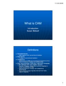 Microsoft PowerPoint - Susan Bidwell_IRG Workshop_What is CAM.ppt [Compatibility Mode]