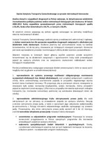 Opinia Instytutu Transportu Samochodowego w sprawie nietrzeźwych kierowców Analiza danych o wypadkach drogowych w Polsce wskazuje, że dotychczasowa wieloletnia i konsekwentna polityka państwa wobec nietrzeźwych kier