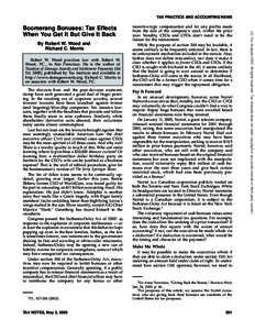 TAX PRACTICE AND ACCOUNTING NEWS  By Robert W. Wood and Richard C. Morris Robert W. Wood practices law with Robert W. Wood, P.C., in San Francisco. He is the author of