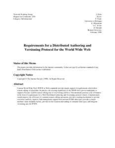 Requirements for a Distributed Authoring and Versioning Protocol for the World Wide Web