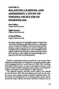 CHAPTER 12.  BALANCING LEARNING AND ASSESSMENT: A STUDY OF VIRGINIA TECH’S USE OF EPORTFOLIOS