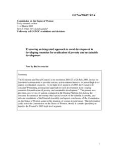 E/CN[removed]CRP.4 ________________________________________________________________________ Commission on the Status of Women Forty-seventh session 3-14 March 2003 Item 5 of the provisional agenda*