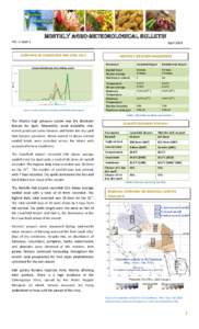 MONTHLY AGRO-METEOROLOGICAL BULLETIN Vol. 3 Issue 1 April[removed]OVERVIEW OF CONDITIONS FOR APRIL 2014