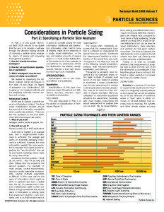 Technical Brief 2009 Volume 7  Considerations in Particle Sizing