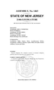 ASSEMBLY, No[removed]STATE OF NEW JERSEY 214th LEGISLATURE PRE-FILED FOR INTRODUCTION IN THE 2010 SESSION