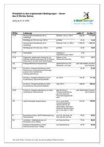 Preisblatt zu den ergänzenden Bedingungen – Strom des E-Werkes Satrup (gültig abZiffer