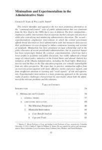 Minimalism and Experimentalism in the Administrative State CHARLES F. SABEL & WILLIAM H. SIMON*