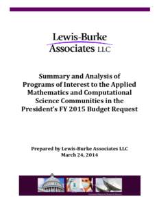 Summary and Analysis of Programs of Interest to the Applied Mathematics and Computational Science Communities in the President’s FY 2015 Budget Request