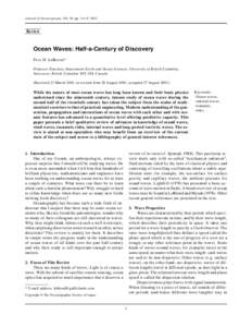 Journal of Oceanography, Vol. 58, pp. 3 to 9, 2002  Review Ocean Waves: Half-a-Century of Discovery PAUL H. LEBLOND*