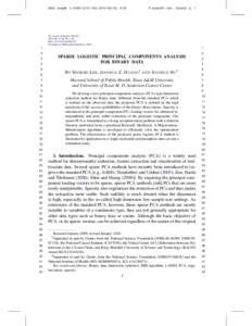 Sparse logistic principal components analysis for binary data