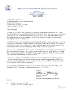 Decision Document of Kansas’ 2012 Clean Water Act, Section 303(d) List  Water Quality Limited Segments Still Requiring TMDLs I.