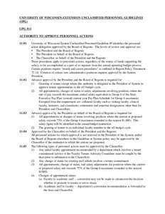 UW-Extension Unclassified Personnel Guidelines - UPG #1