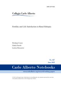 ISSNFertility and Life Satisfaction in Rural Ethiopia Pierluigi Conzo Giulia Fuochi