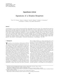 ASTROBIOLOGY Volume 9, Number 2, 2009 © Mary Ann Liebert, Inc. DOI: [removed]ast[removed]Hypothesis Article