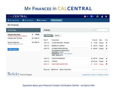 My Finances in CALCENTRAL 6  My Dashboard Dashboard