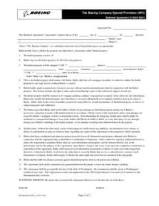 The Boeing Company Special Provision (SP2) Bailment Agreement (13 NOVAgreement No.: This Bailment Agreement (“Agreement”) entered into as of the