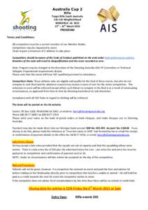 Australia Cup 2 Rifle Target Rifle South Australia[removed]Wingfield Road WINGFIELD SA 5013 13th – 15th March 2015