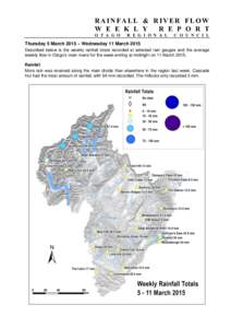 RAINFALL & RIVER FLOW W E E K L Y R E P O R T O T A G O  R E G I O N A L