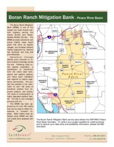 Boran Ranch Mitigation Bank - Peace River Basin The Boran Ranch Mitigation Bank (BRMB) is one of the largest and most diverse wetland systems serving the nearby 90,000 acre PeaceMyakka Wildlife Corridor. The BRMB provide