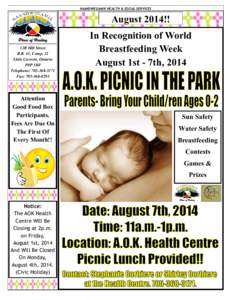 NAANDWEGAMIK HEALTH & SOCIAL SERVICES  August 2014!! 12B Hill Street R.R. #1, Comp. 21 Little Current, Ontario