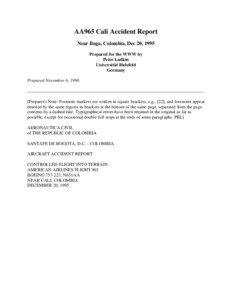 AA965 Cali Accident Report Near Buga, Colombia, Dec 20, 1995 Prepared for the WWW by