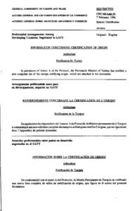 GENERAL AGREEMENT ON TARIFFS AND TRADE ACCORD GENERAL SUR LES TARIFS DOUANIERS ET LE COMMERCE ACUERDO GENERAL SOBRE ARANCELES ADUANEROS Y COMERCIO RESTRICTED CPC/10/Add.53