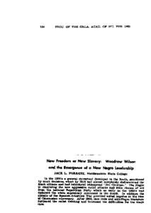 New Freedom or New Slavery: Woodrow Wilson and the Emergence of a New Negro Leadership