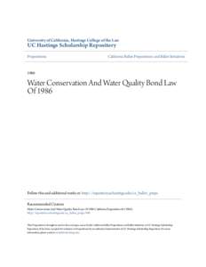 Water Conservation And Water Quality Bond Law Of 1986