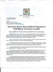 OFFICE OF THE GOVERNOR PAT QUINN For Immediate Release Tuesday, July 22, 2014  Contact