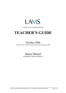 ™  Learning Activity Management System TEACHER’S GUIDE October 2006