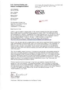 u.s. Chemical Safety and Hazard Investigation Board John S. Bresland Chairman and CEO Gary L. Visscher Board Member